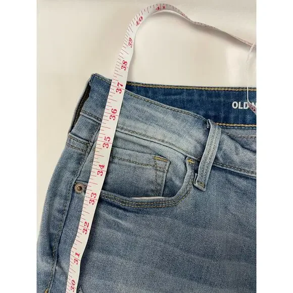 Old Navy Rockstar Mid Rise Distressed Light Wash Skinny Jeans Size 8 Regular - Picture 11 of 11